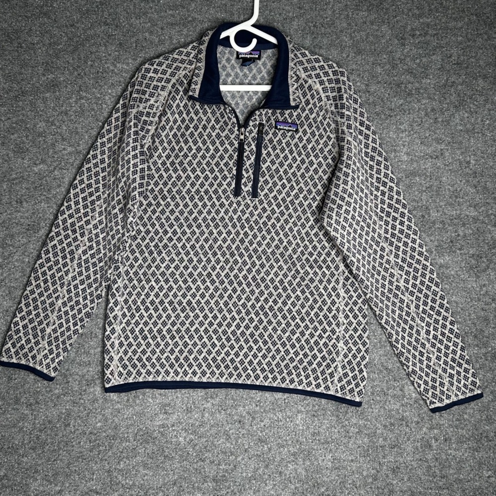 Patagonia Better Sweater 1/4 Zip Fleece Pullover Mens Medium Navy Grey
